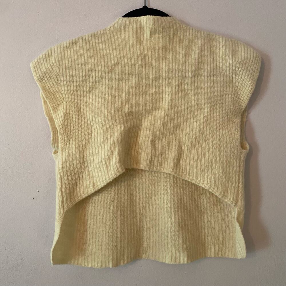 Maeve Cream Knit High Neck Sleeveless Sweater Top Minimalist Lambswool Small - Picture 6 of 10